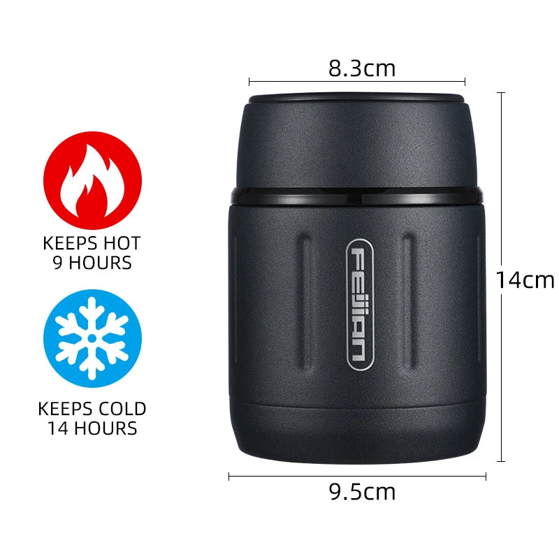 FEIJIAN 500ml Food Thermos, 316 Stainless Steel Vacuum Insulated Food Jar With Spoon Kids Lunch Box