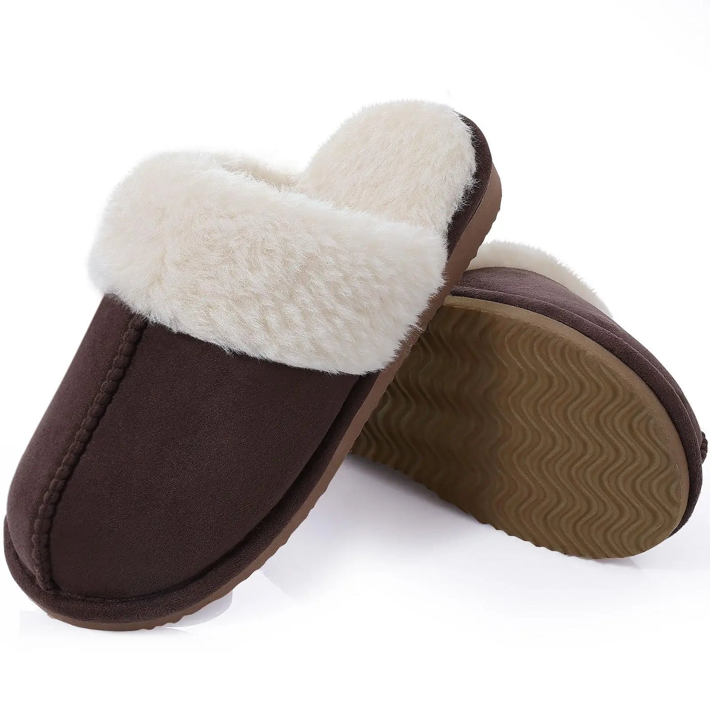 Kidmi Winter Women Fuzzy Slippers Classic Brand Fluffy House Shoes Indoor Warm Suede Cozy Slippers Casual Non-slip Cotton Shoes