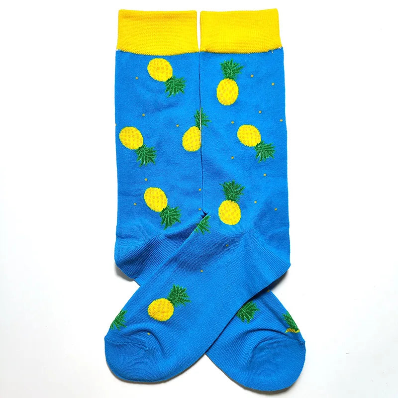 58 Style Food Theme Men Cartoon Socks Cotton Fruit Banana beer coffee bean doughnut sandwich hamburger sushi ice crea Long Socks