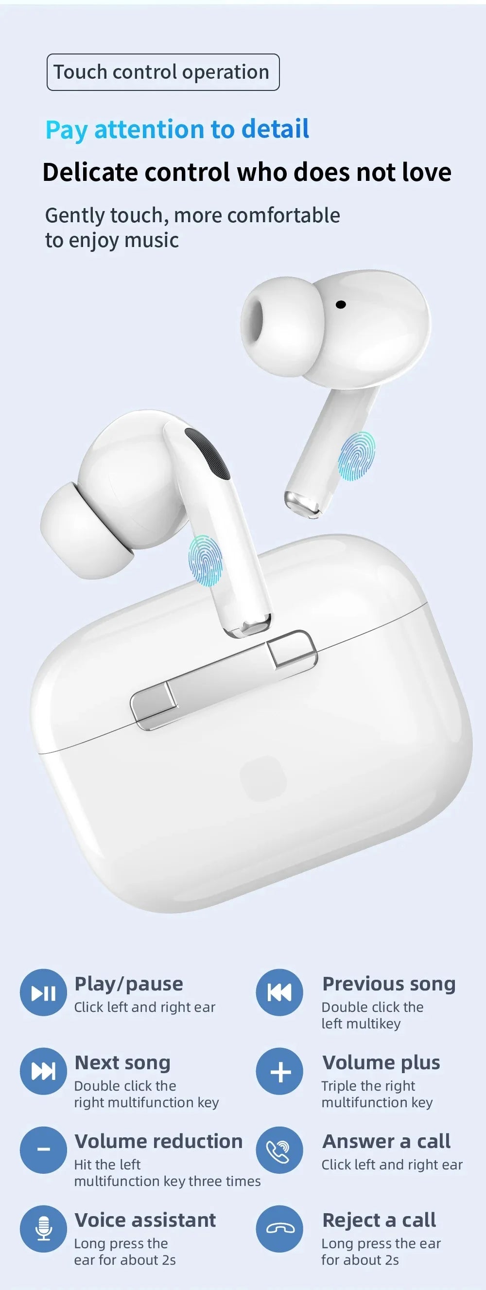 Original Air Pro True Wireless Bluetooth Earphones Headphones HiFi Sound Low Latency Noise Reduction Earbuds for IPhone Android