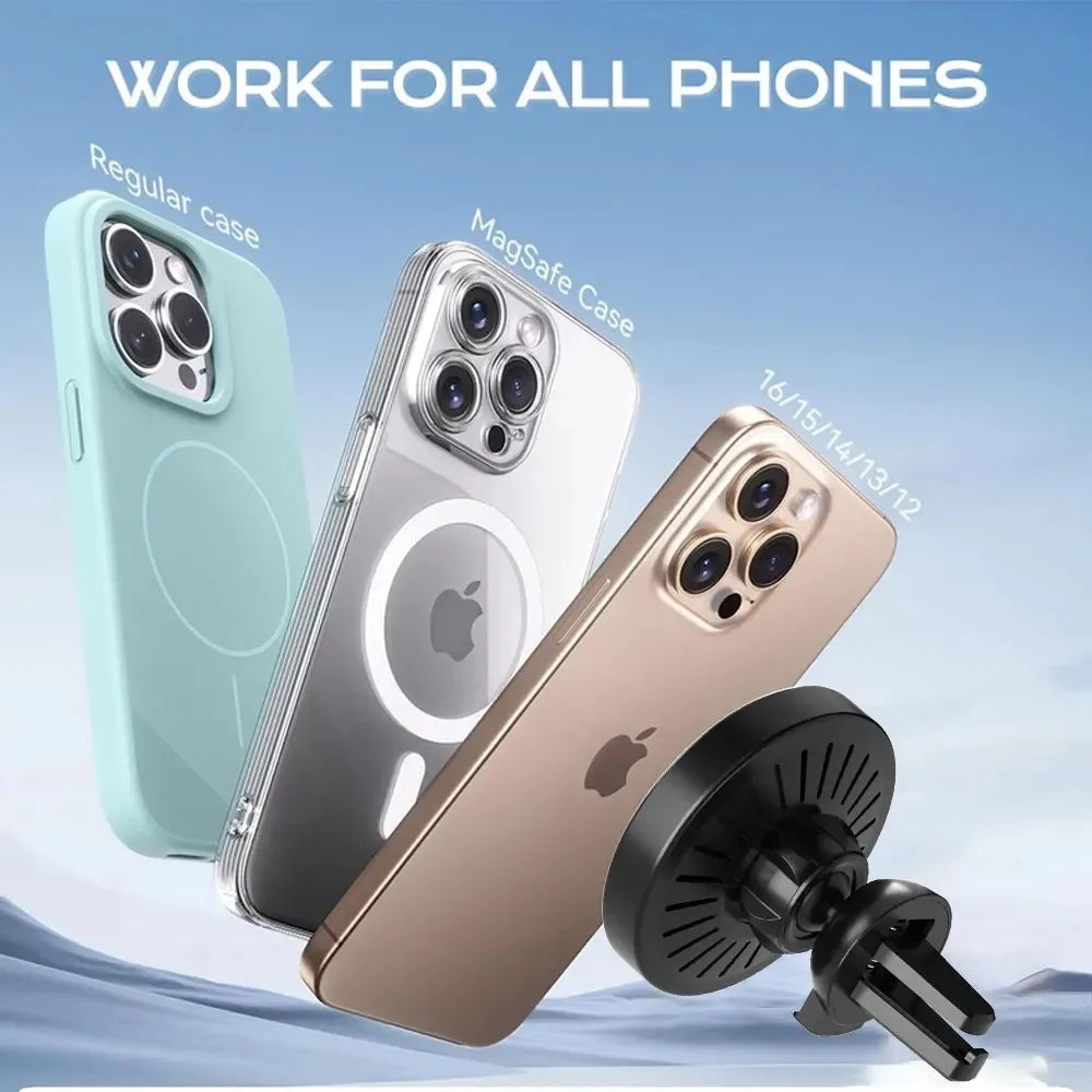 Magnetic Wireless Charger 360 Rotation Air Vent Phone Holder Stand For Magsafe iPhone 16 15 14 13 12 Pro Max Fast Charging Mount