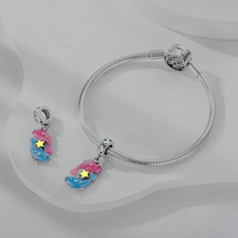 Zodiac Signs Original Charms 925 Sterling Silver Glow in Dark Pendants Beads Fit Bracelet DIY Jewelry Birthday Gift for Women