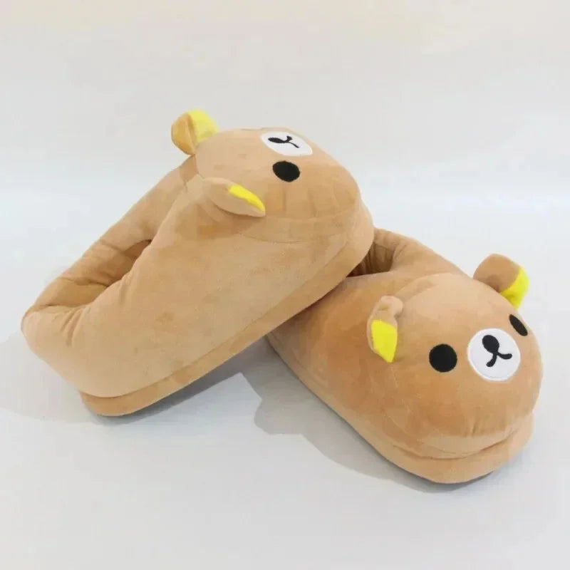 Rilakkuma Y2K Slippers Japan Cartoon Anime PE Kawaii All Inclusive Frosth Plush Indoor Home Flat Anti Slip Couple Slippers New