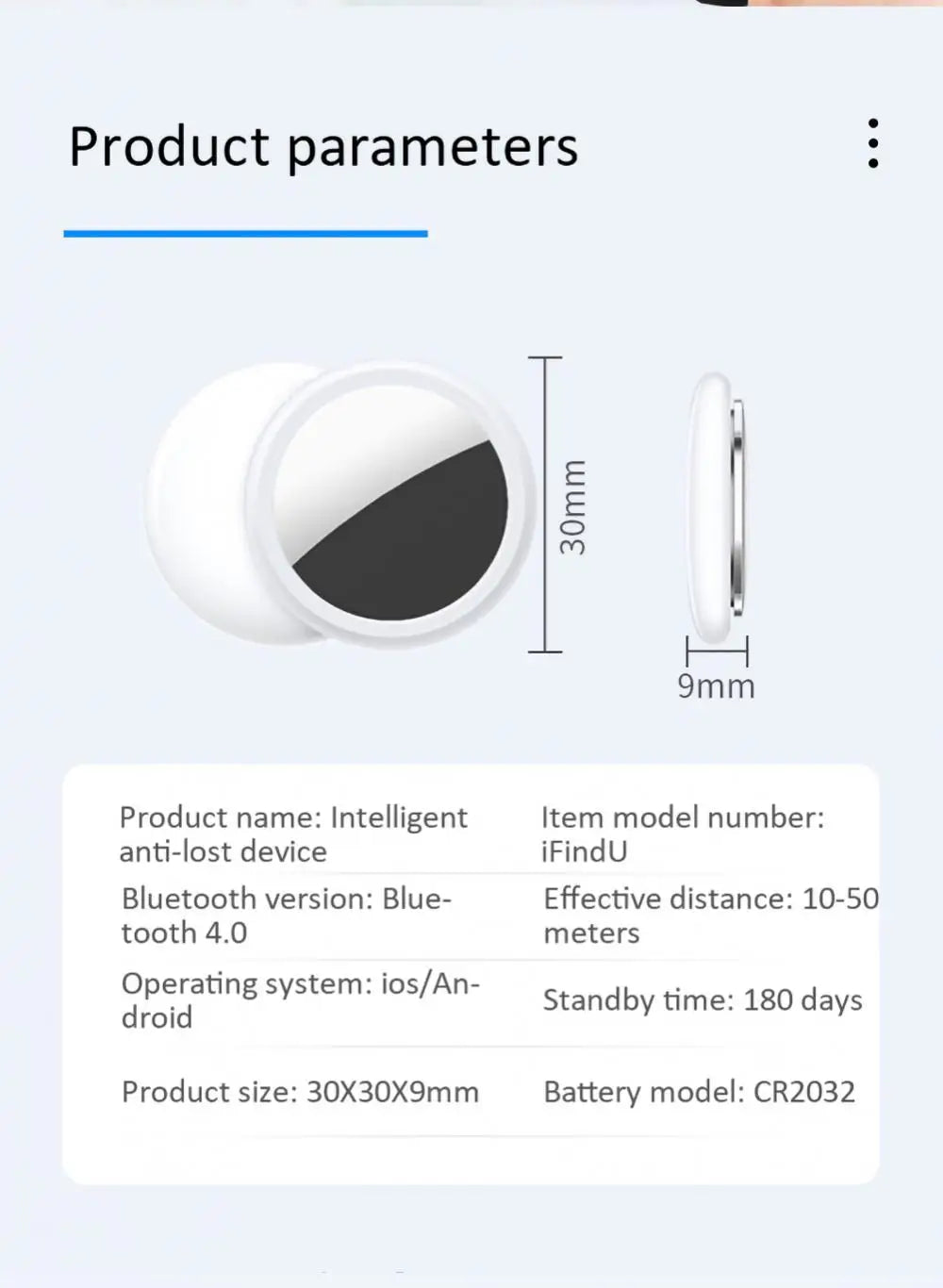Mini GPS Tracker Smart Tag Compatible with iOS isearching Global Locator Anti-lost Finder for Car Pet Keys Wallet Suitcase iTag