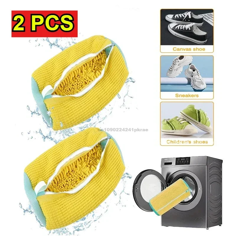 Washing Shoes Machine Bag Slippers Laundry Bag Net for Cleaning Shoes Washable Overshoes Sneakers Kit Soft Bristle Shoe Brush