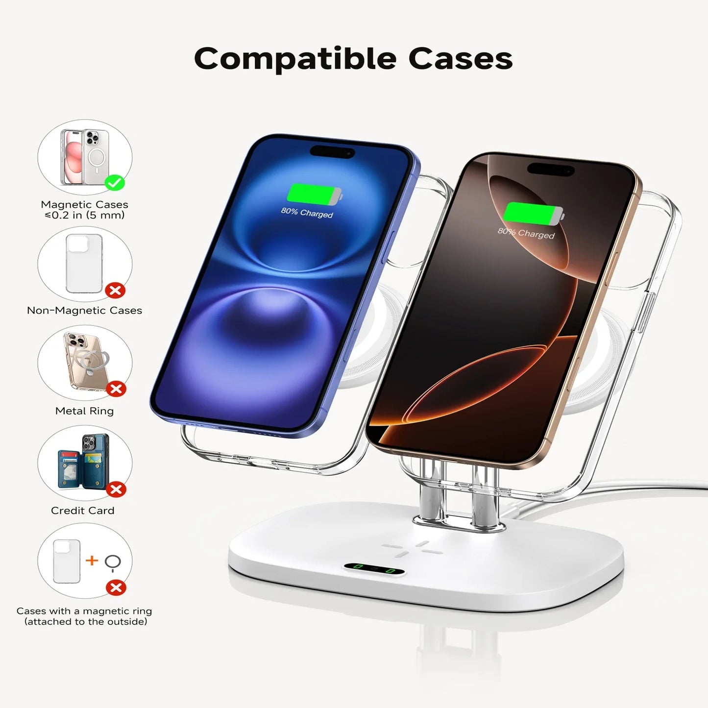 SwanScout 706M 3 In 1 Dual Magnetic Charging Station for iPhone 17 Pro Max 16 15 14 13 Wireless Charger for AirPods 4 3 Pro 3 2