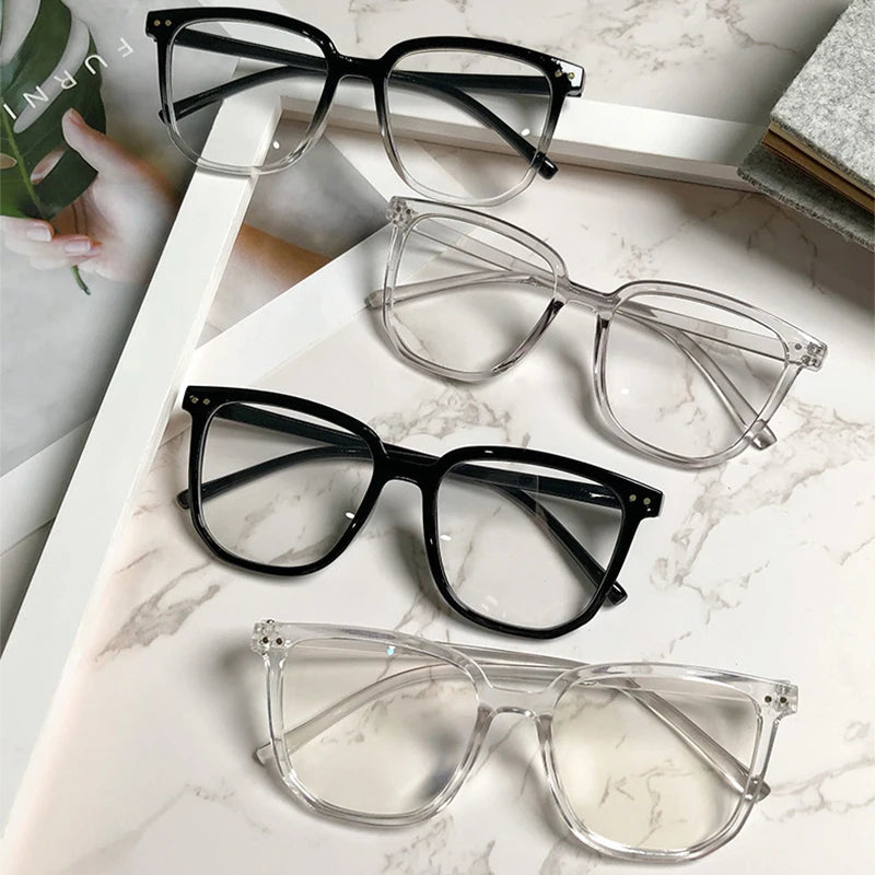 Light Frame Anti Blue Glasses Transparent Black Optical Glasses Women Men Square Eyewear Blocking eyeglasse Spectacle Eyeglasses