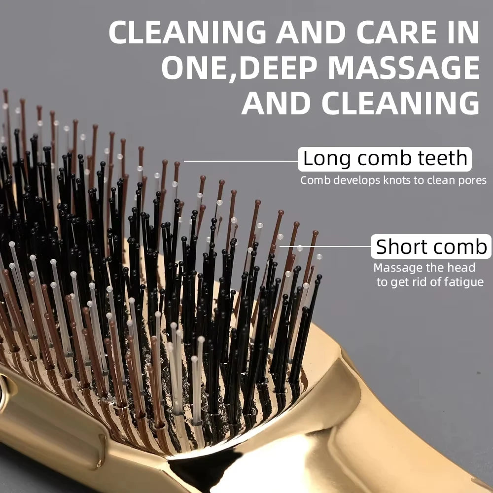Japanese Premium Head Massager Scalp Brush Hair Massager Shampoo Brush Wet Plastic Detangling Brush Hair Cleaning Comb Rose Gold