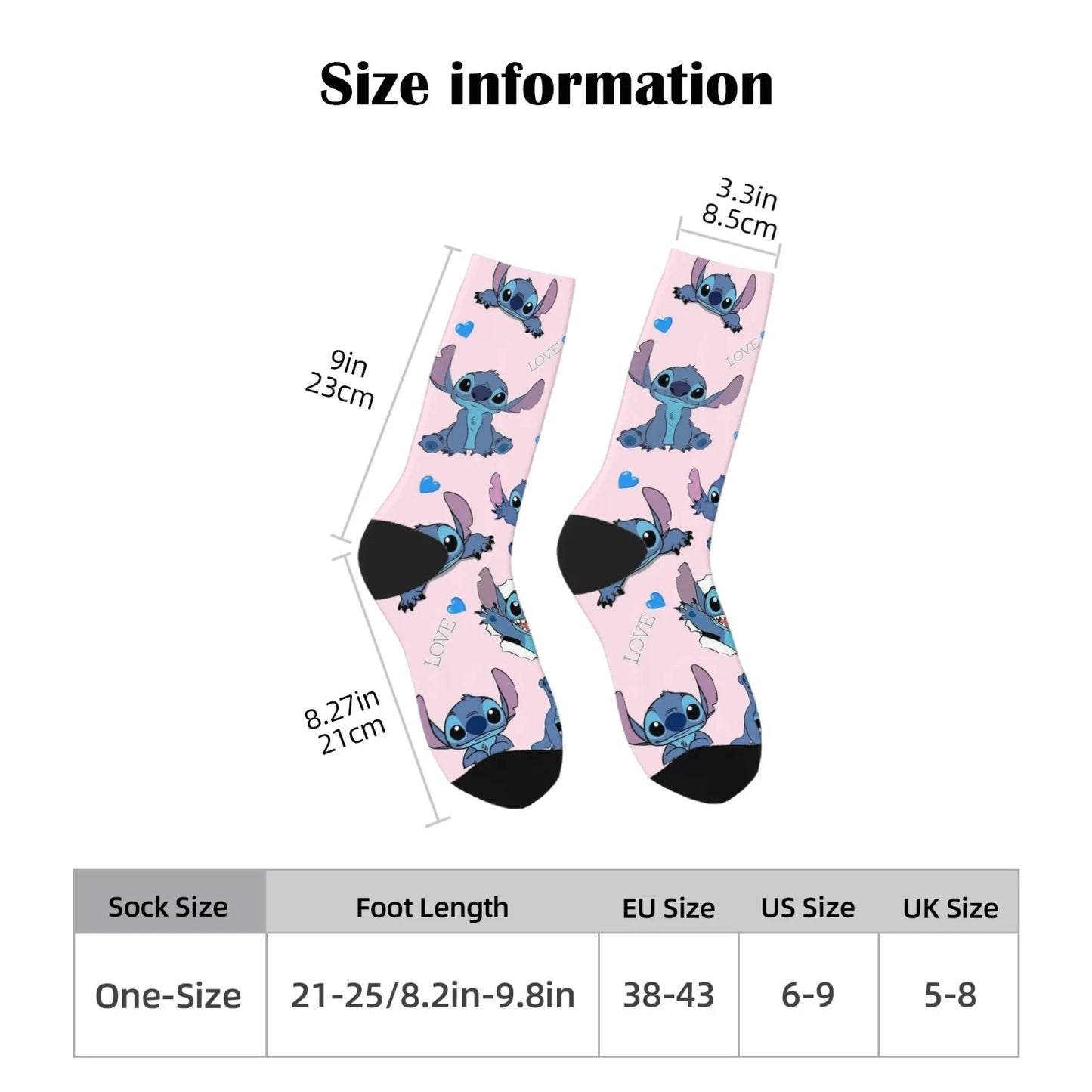 Cartoon Stitch Printed Men's Socks Soft and Comfortable Socks Novelty Harajuku Funny Street Hip-Hop Socks Party Holiday Gifts