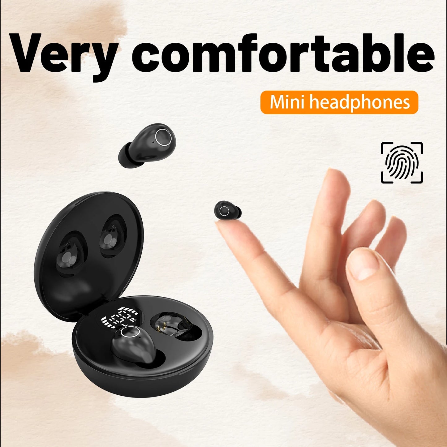 SK31 Mini Invisible Headphones Wireless Bluetooth 5.4 Headphones Bass Sleeping Headphones with Microphone Noise Cancellation HD