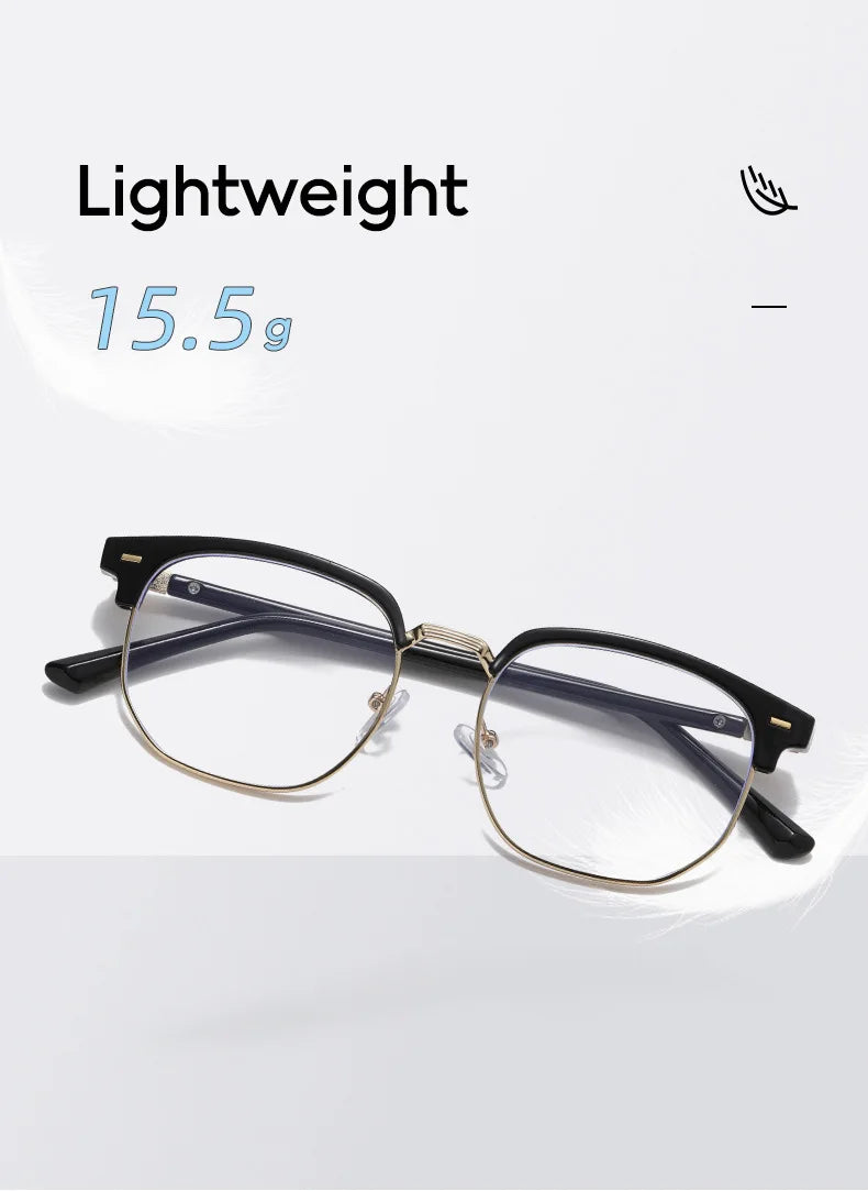 XJiea 2024 Photochromic Anti-blue Light Glasses Men Fashion Rectangle Semi Rimless Eyewear For Women Office Computer Goggle
