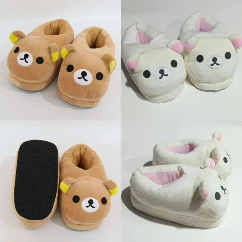 Rilakkuma Y2K Slippers Japan Cartoon Anime PE Kawaii All Inclusive Frosth Plush Indoor Home Flat Anti Slip Couple Slippers New