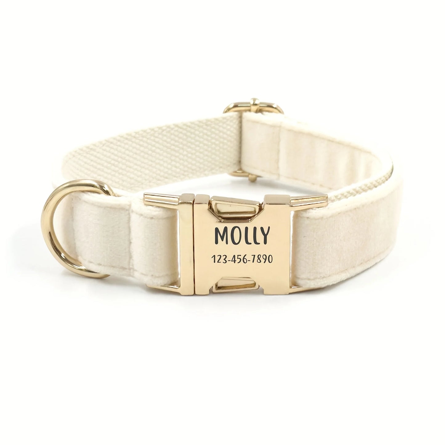 1pc Personalized Dog Collar Velvet, Engraving Custom Name Phone Number ID Tag, Soft Comfy Adjustable Collars For Small Medium La