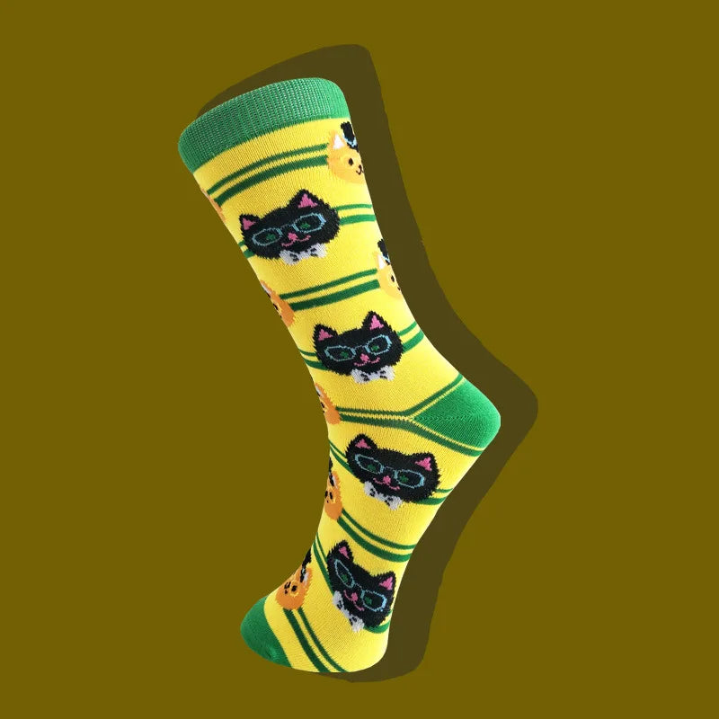 58 Style Food Theme Men Cartoon Socks Cotton Fruit Banana beer coffee bean doughnut sandwich hamburger sushi ice crea Long Socks