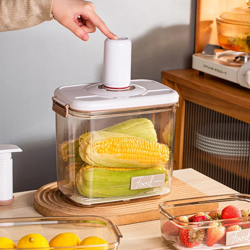 Vacuum Sealed Food Storage Box, Clear Fresh-Keeping Box, Capacity Food Dispenser, Transparent Container with Vacuum Pump