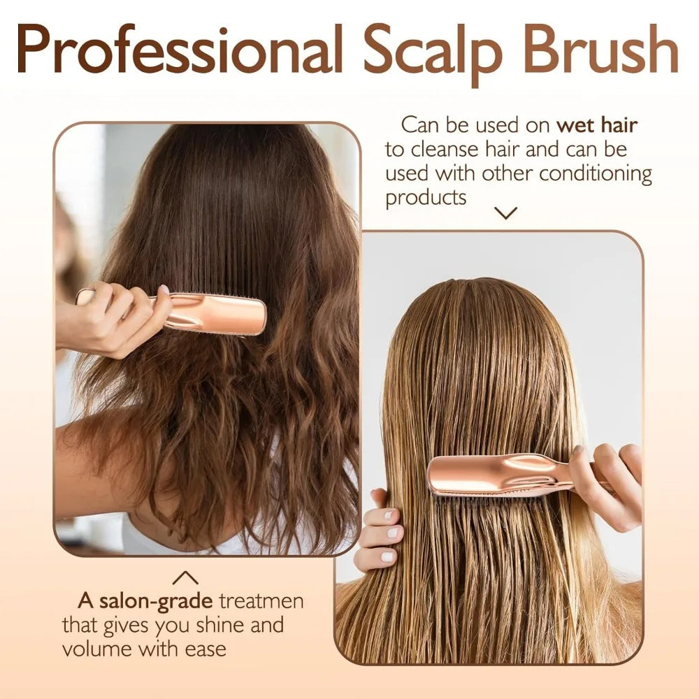 Japanese Premium Head Massager Scalp Brush Hair Massager Shampoo Brush Wet Plastic Detangling Brush Hair Cleaning Comb Rose Gold