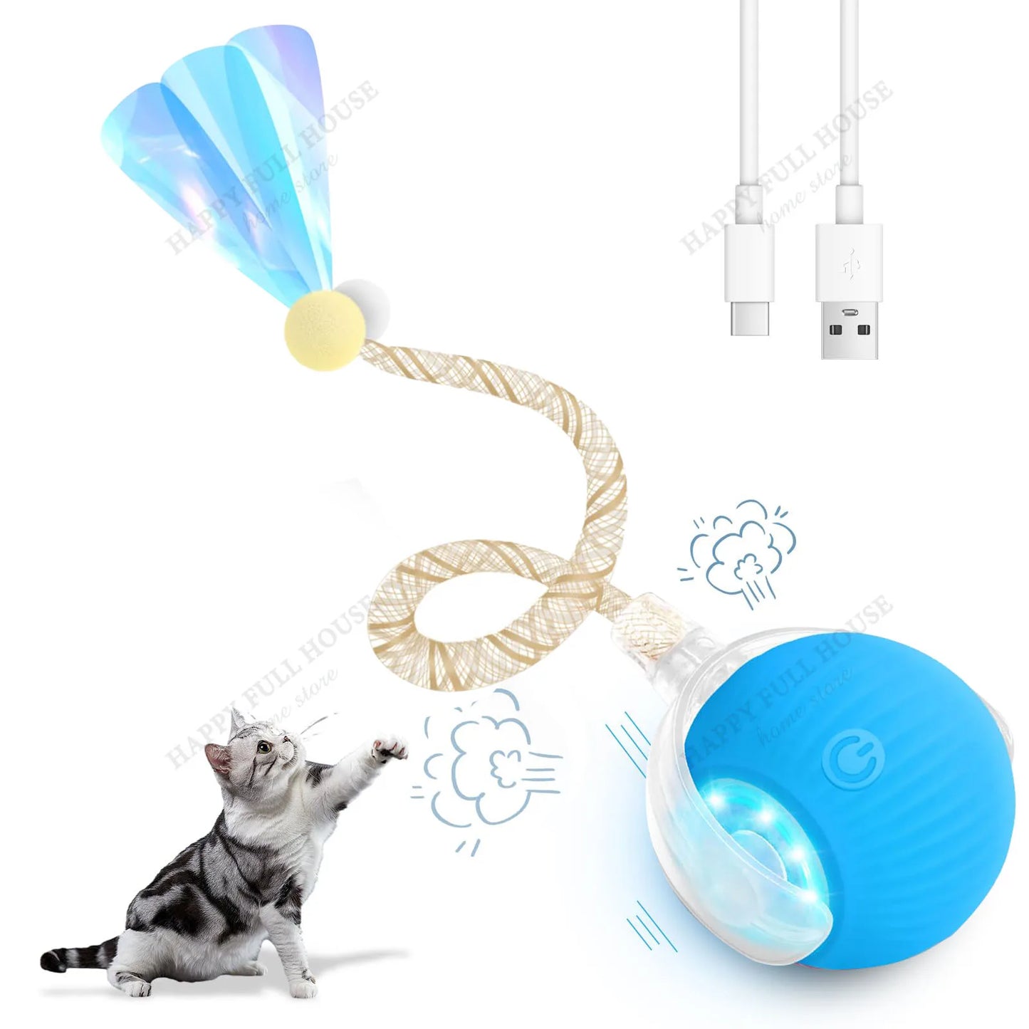 Speedy Tail 3.0 Smart Interactive Cat Toy with 3 Play Modes, Auto Moving Ball Toy for Indoor Bored Kitten & Adult Cats