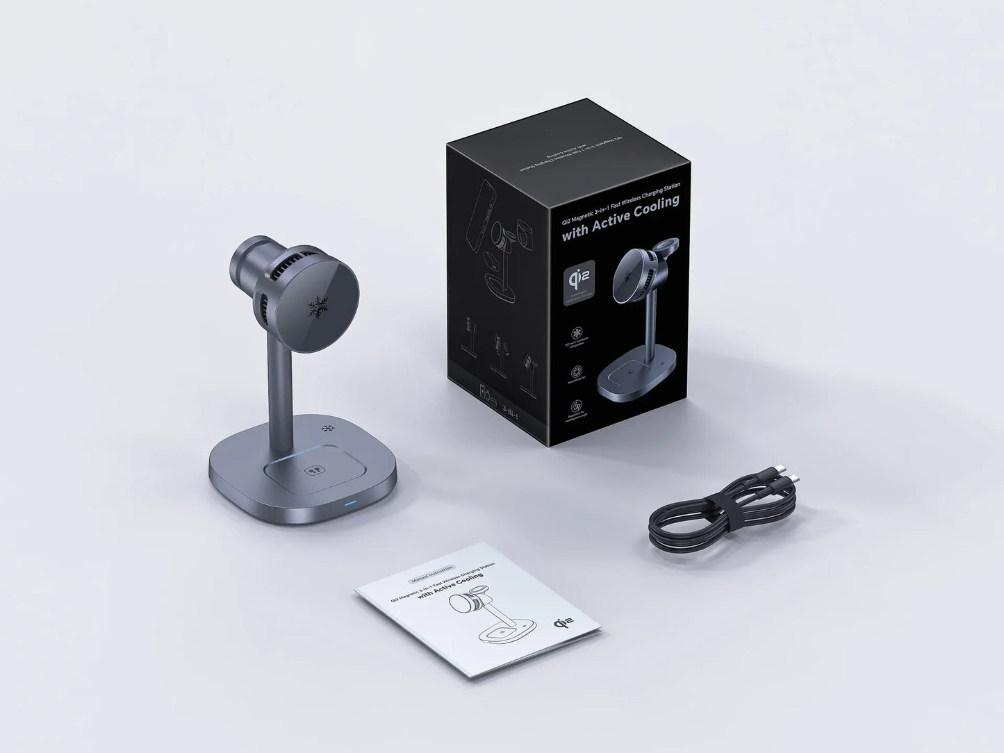 TEC Cooling Qi2 3 in 1 Magnetic Wireless Charger Stand 15W Fast Charging for Iphone 16 15 14pro Max, Airpods,iwatch Series