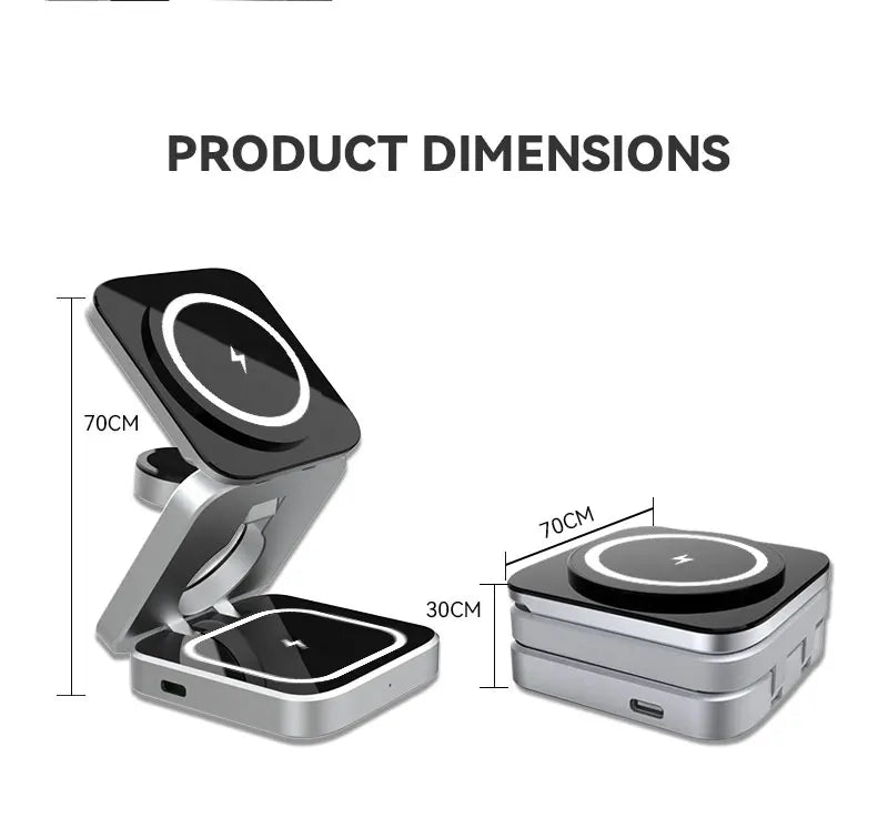 30W 3 In 1 Magnetic Wireless Charger Stand Pad for iPone 15 14 13 12 Pro Max Airpods Pro iWatch 8 7 6 Fast Charging Dock Station