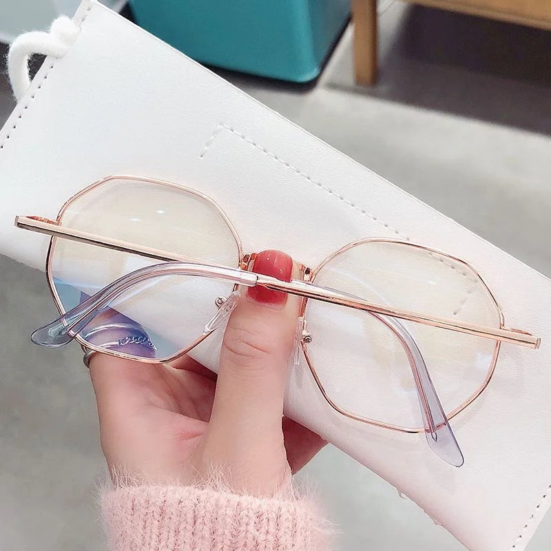 Fashion Ultra-Light Polygon Frame Anti-blue Light Glasses Unisex Reading Eyewear UV400 Shades Flat Mirror Eyeglasses