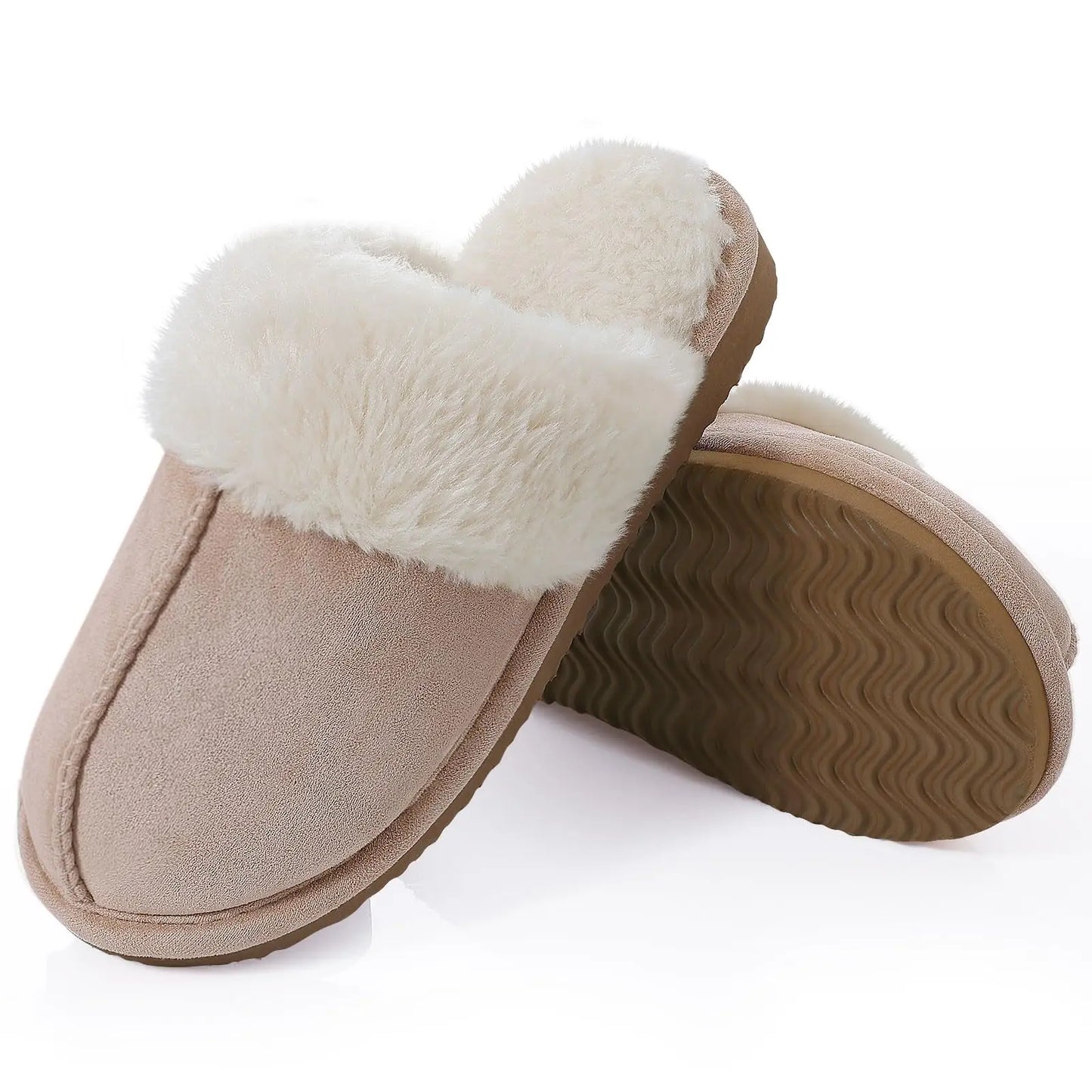 Kidmi Winter Women Fuzzy Slippers Classic Brand Fluffy House Shoes Indoor Warm Suede Cozy Slippers Casual Non-slip Cotton Shoes