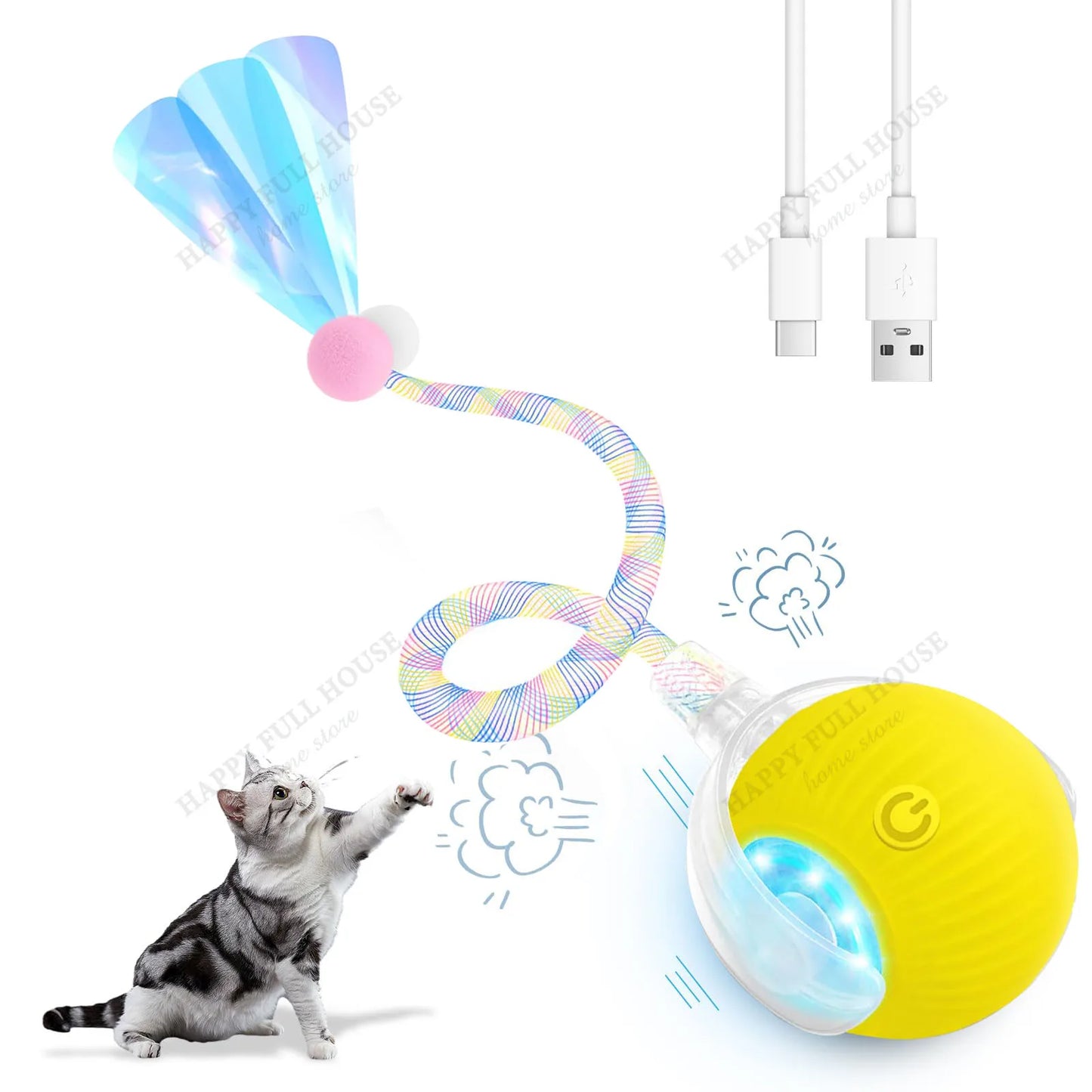 Speedy Tail 3.0 Smart Interactive Cat Toy with 3 Play Modes, Auto Moving Ball Toy for Indoor Bored Kitten & Adult Cats