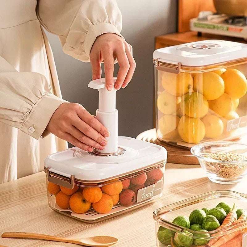 Vacuum Sealed Food Storage Box, Clear Fresh-Keeping Box, Capacity Food Dispenser, Transparent Container with Vacuum Pump