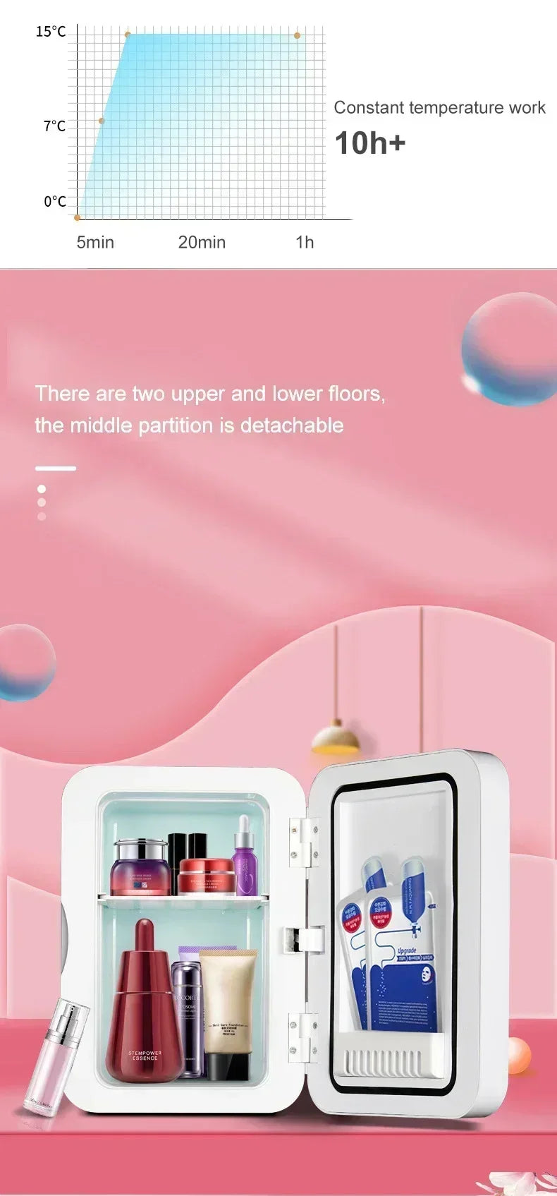 8L Mini Electric Refrigerator 12V 110V 220V Portable Camping Cooler and Warmer Makeup Refrigerat for Car and Home Dual-use