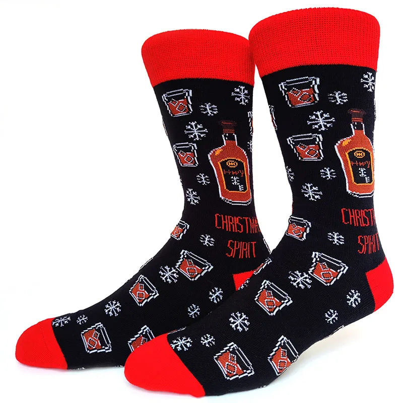 58 Style Food Theme Men Cartoon Socks Cotton Fruit Banana beer coffee bean doughnut sandwich hamburger sushi ice crea Long Socks