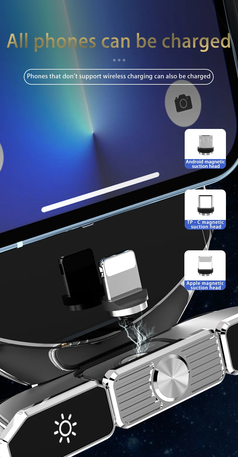 15W Car Wireless Charger Stand for iPhone 16 15 14 13 12 Pro Max Samsung 3 in 1 Magnetic Adapters Phone Fast Charging Chargers