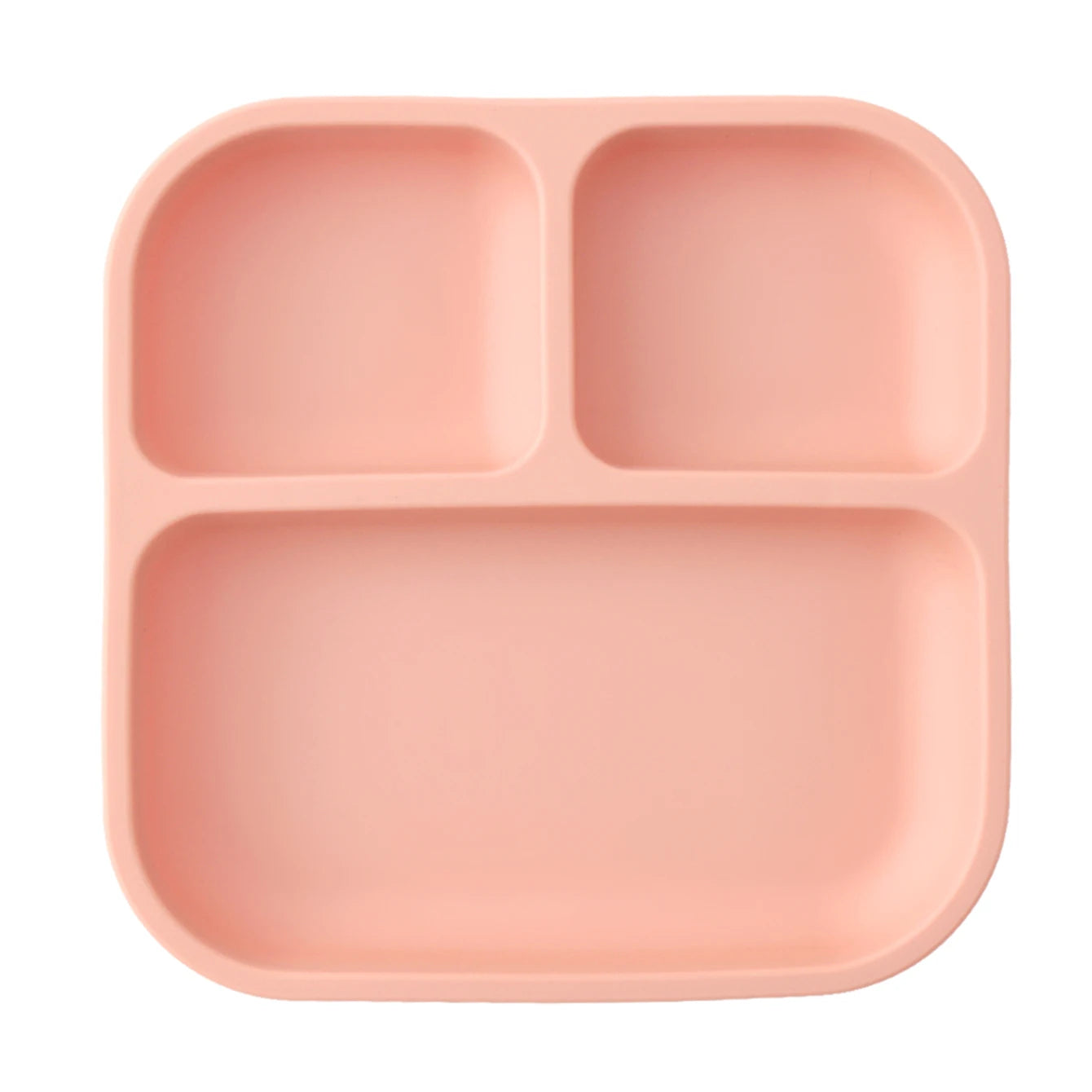 Color Kids 1PCS BPA Free Silicone Divided Square Plate Suction Baby Dish Leakproof Toddler Kids Meal Tray Easy Clean Tableware