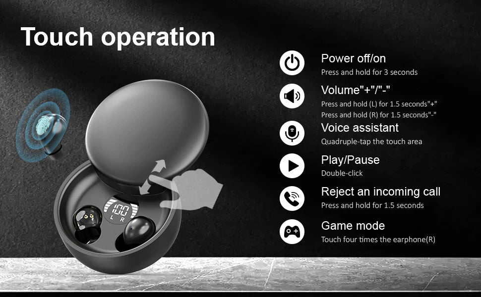 SK26 Bluetooth 5.4 Wireless Earphones Small Earbuds Sleeping Sport Invisible Headphones Bass Sound Quality Headset Sliding Cover