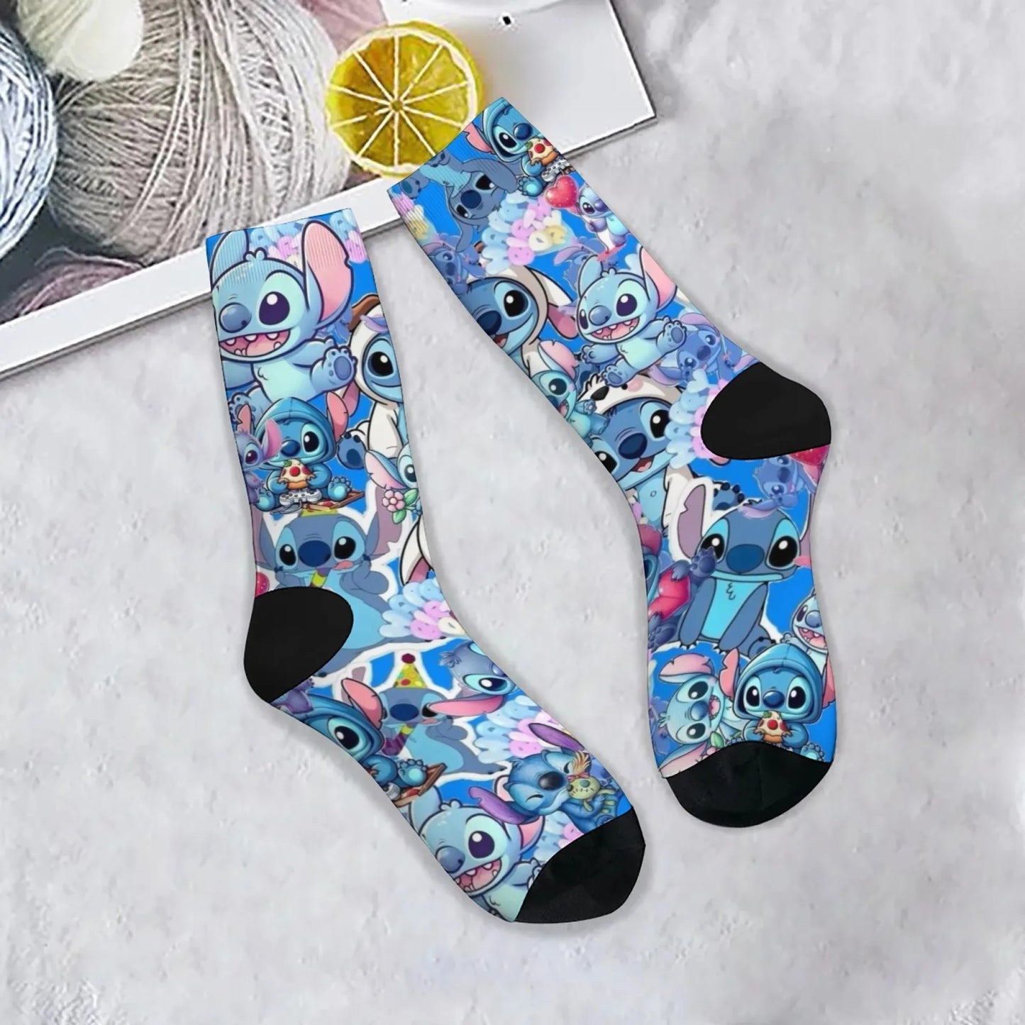 Cartoon Stitch Printed Men's Socks Soft and Comfortable Socks Novelty Harajuku Funny Street Hip-Hop Socks Party Holiday Gifts