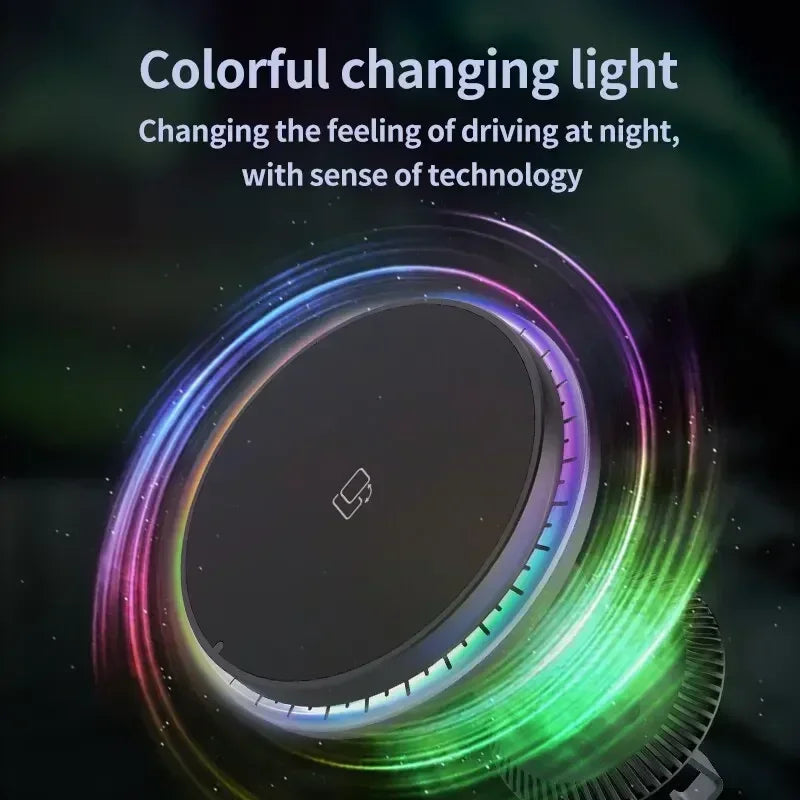 30W Magnetic Car Wireless Charger RGB For iPhone 12 13 14 15 Pro Max Macsafe Car Phone Holder Stand Mount Fast Charging Station
