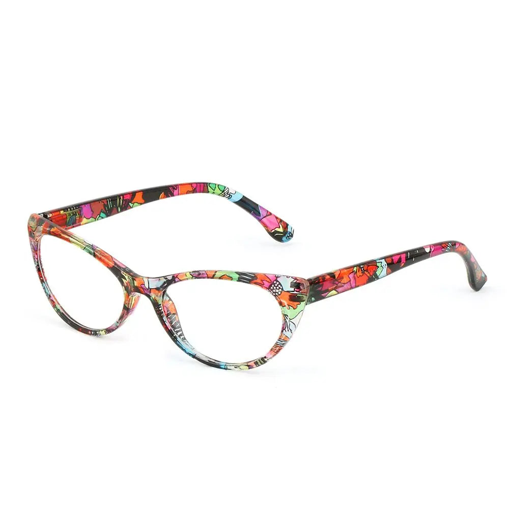 Fashion Cat Eye Reading Glasses Anti Blue Light Eyeglasses Women Floral Print Anti Eyestrain Glasses Eye Protection Vision Care