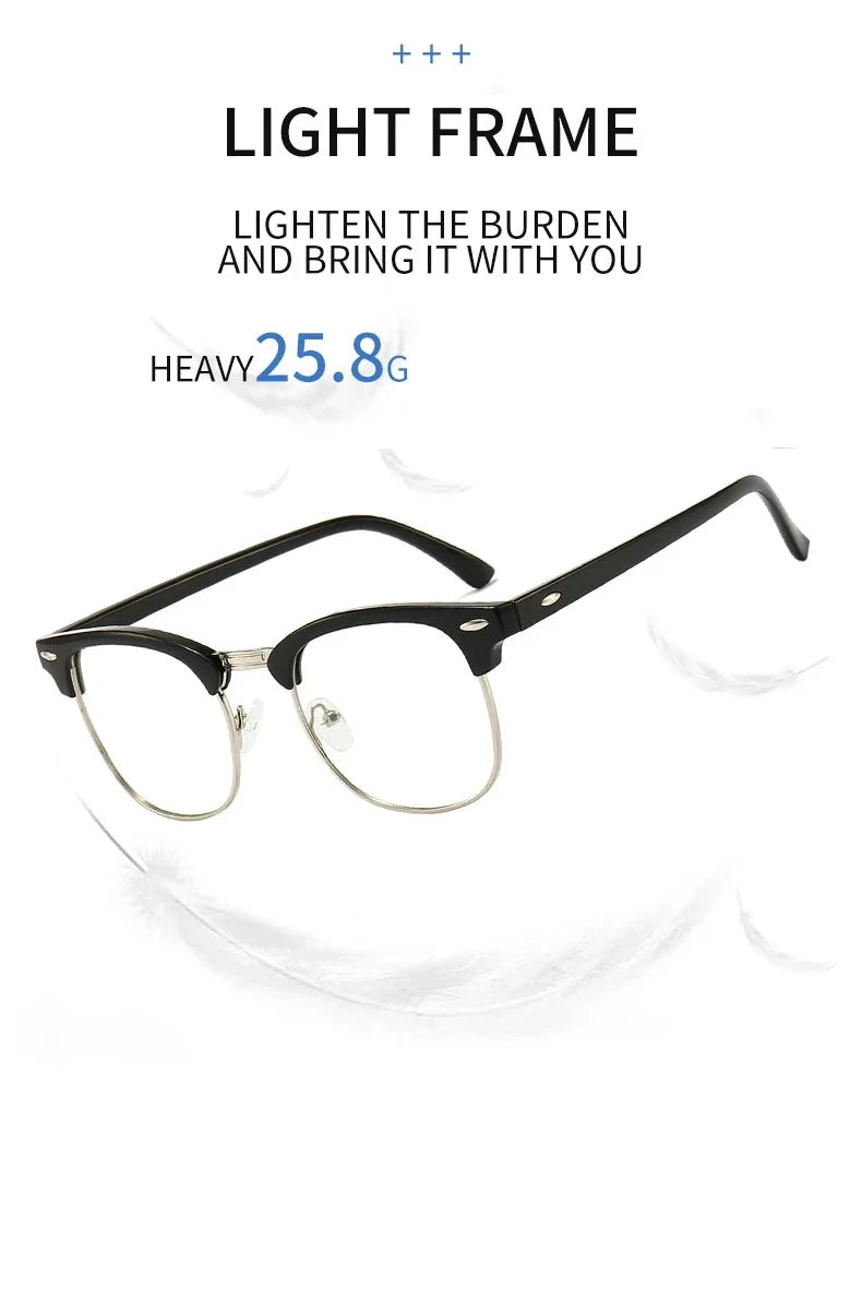 Men Retro Anti-blue Light Glasses Classic Vintage Half Frames Anti Blue Light Blocking Computer Eyeglasses For Women Accessory