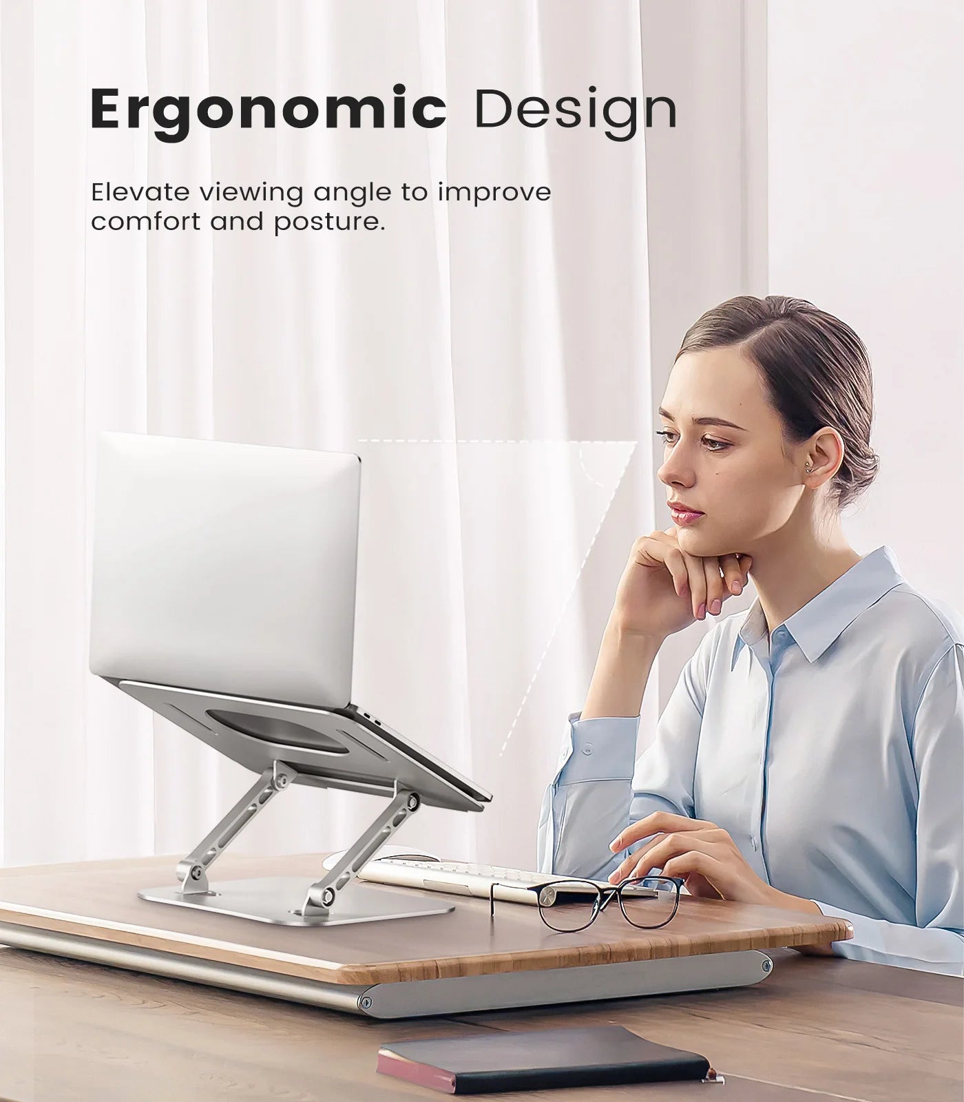 ST01 Portable 11–16-inch Adjustable Laptop Stand Computer Stand Sturdy Aluminum for Desk Foldable Laptop Holder Notebook Tablet