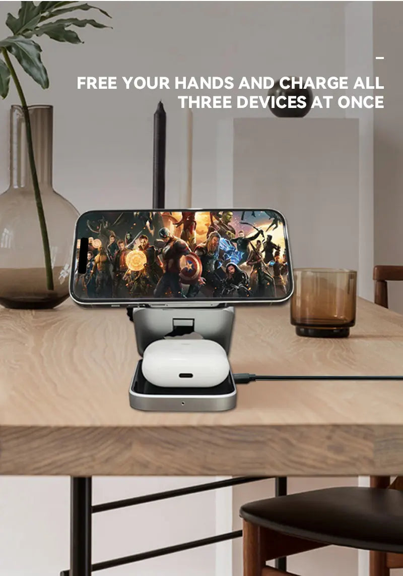 30W 3 In 1 Magnetic Wireless Charger Stand Pad for iPone 15 14 13 12 Pro Max Airpods Pro iWatch 8 7 6 Fast Charging Dock Station