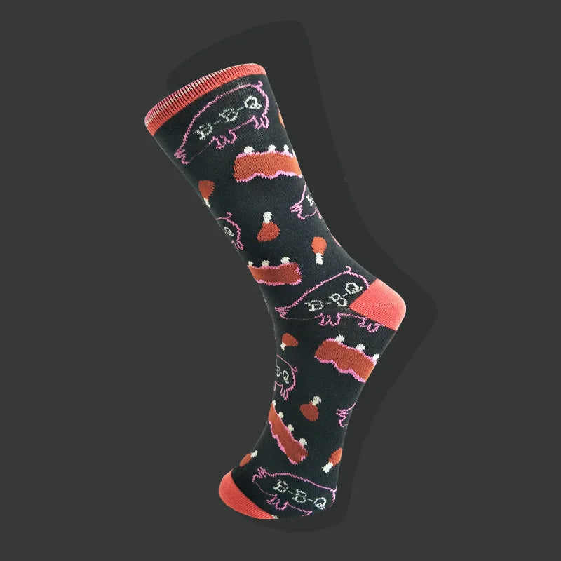 58 Style Food Theme Men Cartoon Socks Cotton Fruit Banana beer coffee bean doughnut sandwich hamburger sushi ice crea Long Socks