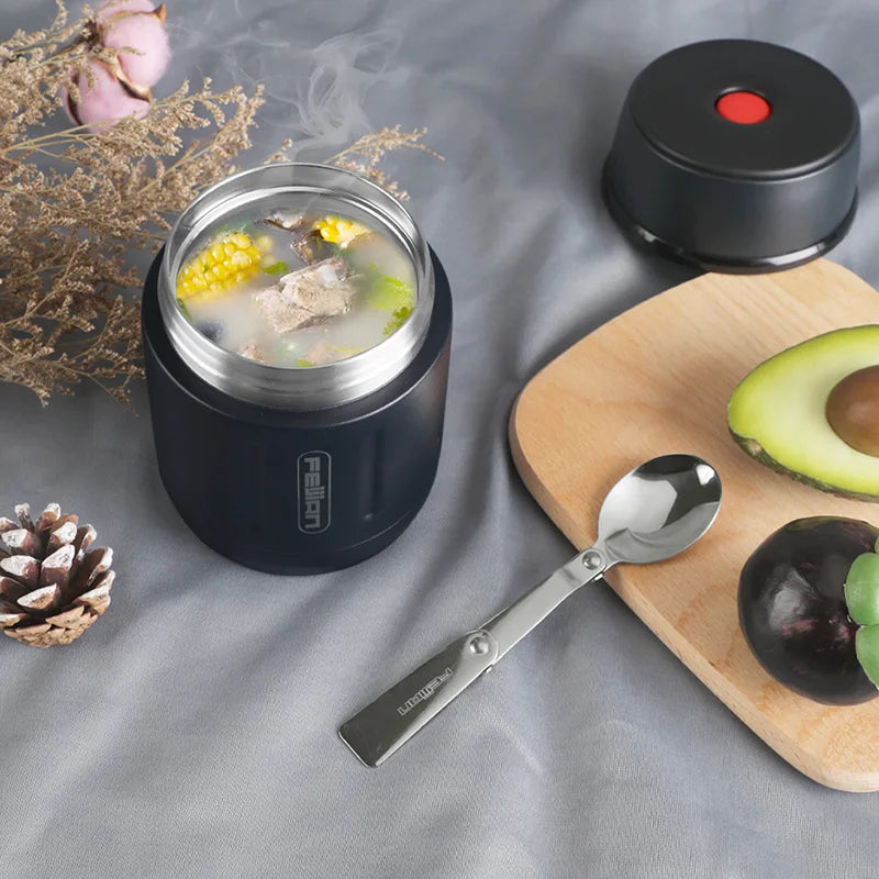 FEIJIAN 500ml Food Thermos, 316 Stainless Steel Vacuum Insulated Food Jar With Spoon Kids Lunch Box