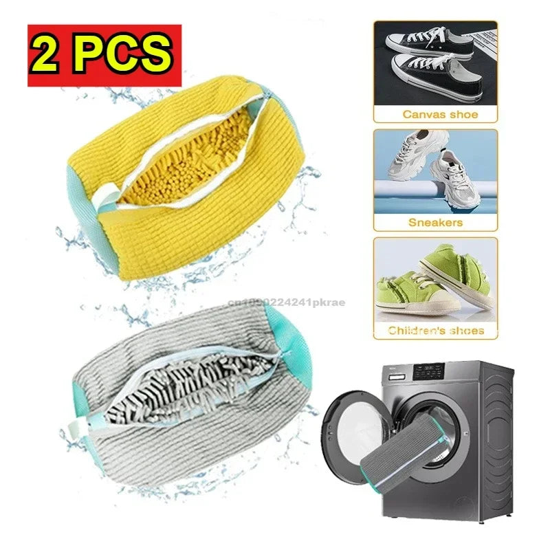 Washing Shoes Machine Bag Slippers Laundry Bag Net for Cleaning Shoes Washable Overshoes Sneakers Kit Soft Bristle Shoe Brush