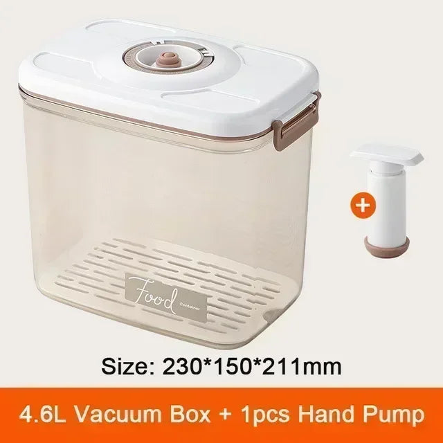 Vacuum Sealed Food Storage Box, Clear Fresh-Keeping Box, Capacity Food Dispenser, Transparent Container with Vacuum Pump