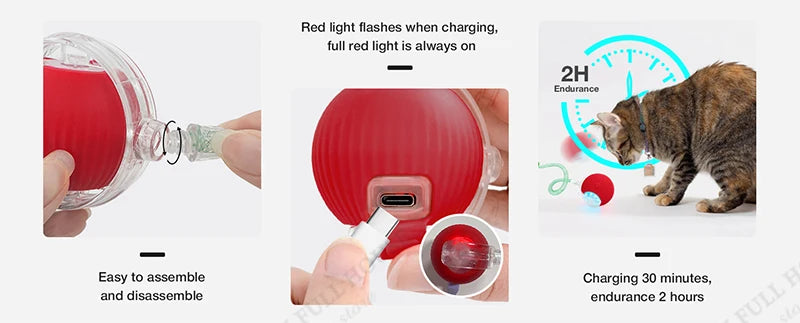 Speedy Tail 3.0 Smart Interactive Cat Toy with 3 Play Modes, Auto Moving Ball Toy for Indoor Bored Kitten & Adult Cats