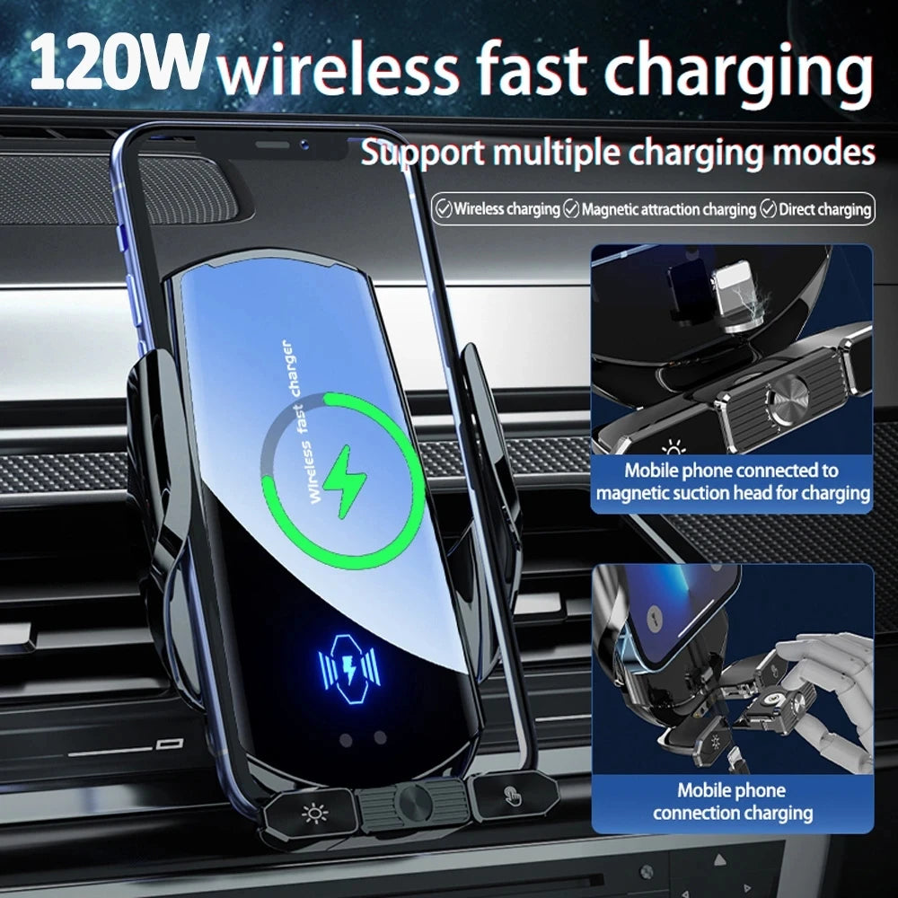 15W Car Wireless Charger Stand for iPhone 16 15 14 13 12 Pro Max Samsung 3 in 1 Magnetic Adapters Phone Fast Charging Chargers