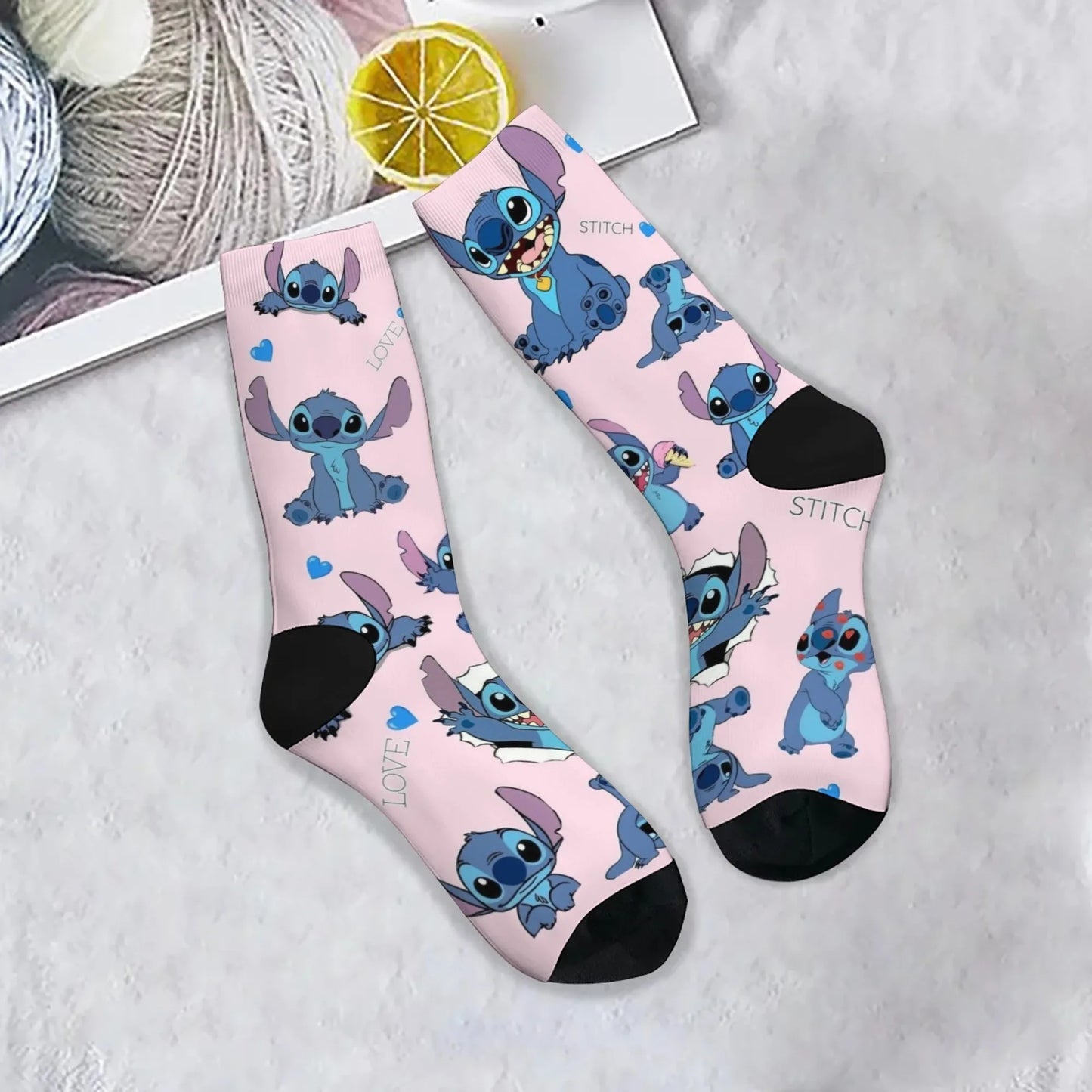 Cartoon Stitch Printed Men's Socks Soft and Comfortable Socks Novelty Harajuku Funny Street Hip-Hop Socks Party Holiday Gifts