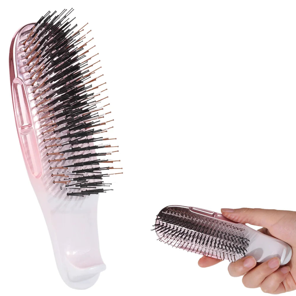 Japanese Premium Head Massager Scalp Brush Hair Massager Shampoo Brush Wet Plastic Detangling Brush Hair Cleaning Comb Rose Gold