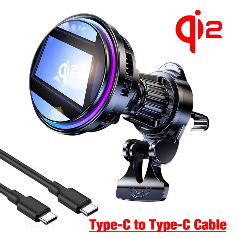 ice Cooling Magnetic Wireless Car Charger Stand for iPhone 16 15 14 13 12 Pro Max MacSafe Car Phone Holder Fast Charging Station