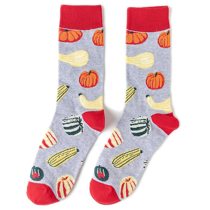 58 Style Food Theme Men Cartoon Socks Cotton Fruit Banana beer coffee bean doughnut sandwich hamburger sushi ice crea Long Socks