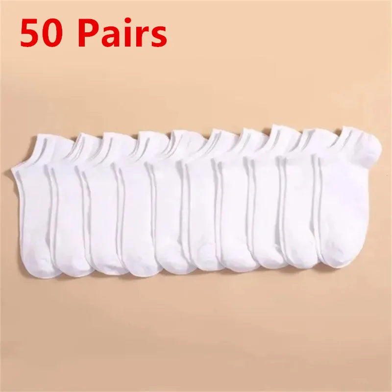 50/100 Pairs Solid Color Breathable Sock Women Men Boat Socks Invisible Low Cut Non-slip Summer No-show Ankle Socks Wholesale