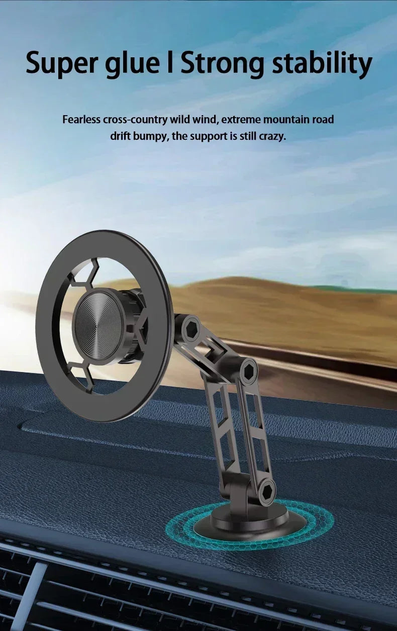 Magnetic Car Wireless Charger for iPhone 15 14 Pro Max Car Phone Holder 360 Rotation Metal Foldable Charging Stand for Samsung
